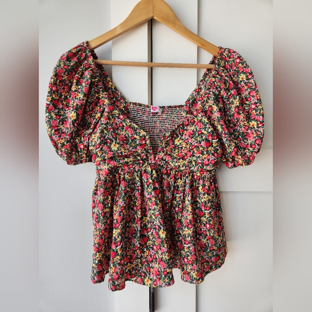 Buddy Love Houston Puff Sleeve Floral Top - Size XS